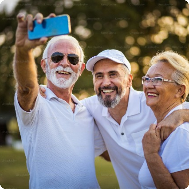 Happy people taking a selfie